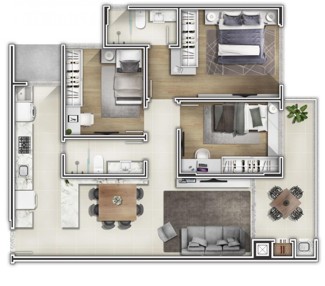 Apartamentos tipo 1 e 2